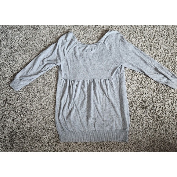 DUO MATERNITY Size Medium Gray Long Sleeve Sweater Tunic Rayon Cotton Knit Rib - Picture 2 of 8
